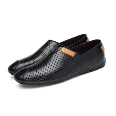 2017 Baru Musim Panas Mens Pantofel Kulit Asli Pria Mengemudi Sepatu Hollow Out Big Ukuran 45 46 47-Intl