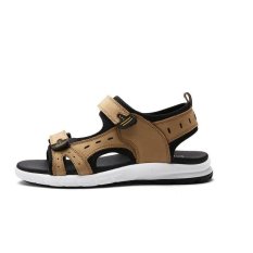 2017 Baru Musim Panas Sepatu Pria Datar Kulit Sporty Velcro Sandal Sandal Sepatu Fashion Sandal Kulit