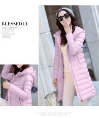 2017 New Wanita Musim Dingin Coat Medium Panjang Koleksi Hot Hooded Parka Mantel Tebal-Pink-Intl