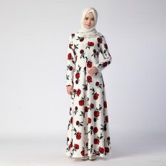 2017 Printing Bunga Wanita Muslim Gaun Panjang Islam Dewasa Menyembah Abayas Malaysia Dubai Turki Lady Dress Gadis Muslim Abaya- INTL