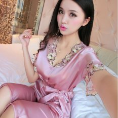 2017 Musim Semi dan Musim Panas Baru Sutra Tinggi-Akhir Wanita Bordir Sutra Seksi Pajamas Setelan Rumah Layanan (Warna -5) -Internasional