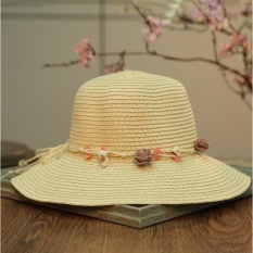 2017 Spring Korea Versi Baru Sederhana Bunga Buatan Tangan, Topi Jerami, Tabir Surya, Anti UV Straw Hat-Intl