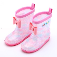 2017 Spring Rubber Boot Anak-anak Boots untuk Girls Boys Kids Kartun Rainboots Permen Warna Antiskid Hujan Boot Waterproof Shoes- INTL