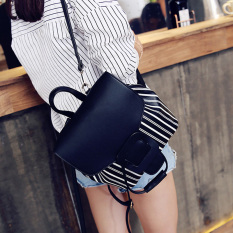 2017 Fashion musim panas ala Korea ransel maupun multi-fungsi warna kontras tas wanita tas bahu tas Travel tas sekolah - hitam putih - International