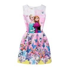 2017 Gaya Musim Panas Girls Gaun Putri Girl Butterfly Dicetak Lengan Formal Gaun Gadis Remaja Pesta Gaun-Intl