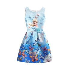 2017 Musim Panas A Gadis Putri Gaun Girl Butterfly Dicetak Lengan Formal Gaun Gadis Remaja Pesta Gaun-Intl
