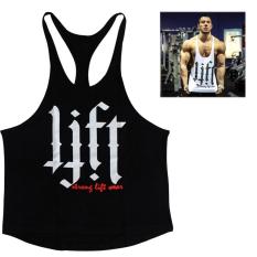 2018 Summer Tank Tops Pria Binaraga Kebugaran CrossFit Undershirt Emas Rompi Fashion Gym Pakaian (Hitam)-Intl