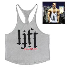 2018 Summer Tank Tops Pria Binaraga Kebugaran CrossFit Undershirt Emas Rompi Fashion Gym Pakaian (Abu-abu)-Intl