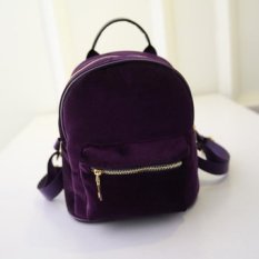 2017 Trendy Wanita Ransel Laptop Beludru A Kasual Gaya Retro Preppy Style Backapck Solid Flanel Anak Perempuan Mochila Zipper Karung Tas-Intl