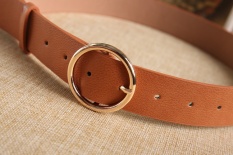 2017 Unisex Round Lingkaran Logam Sabuk Hot Designer Brand Punk O Ring Belt Wanita-Brown-Intl