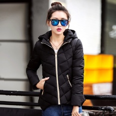 2017 Wanita Musim Dingin Mantel Korea Versi Pendek Bagian Baru Fashion Yang Kata Versi Slim Down Cotton Coat-Hitam- INTL