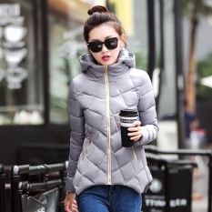 2017 Wanita Musim Dingin Mantel Korea Versi Pendek Bagian Baru Fashion Yang Kata Versi Slim Down Cotton Coat-Grey- INTL