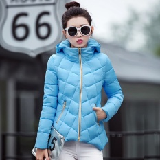 2017 Wanita Musim Dingin Mantel Korea Versi Pendek Bagian Baru Fashion Yang Kata Versi Slim Down Cotton Coat-Danau Biru -Intl