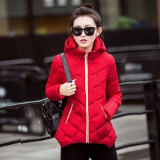 2017 Wanita Musim Dingin Mantel Korea Versi Pendek Bagian Baru Fashion Yang Kata Versi Slim Down Cotton Coat-Merah- INTL
