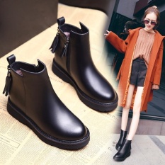 2018 Fashion Musim Gugur Musim Dingin Baru Wanita Boots Round Toe Ladies Boots Square Heel Ankle Sepatu Ukuran Besar-Intl