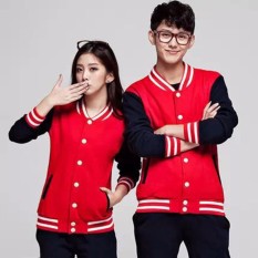 2018 New Fashion Lengan Panjang Casual Baseball Seragam Jaket Coat untuk Wanita Pria dan Pasangan Varsity BaseballJacket Pakaian Luar Bomber Coat Unisex Lengan Panjang Tombol Down Seragam-Intl