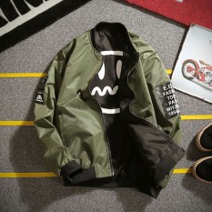 2018 Baru Pria Jaket Hip Hop Desain Patch Lengkap dengan Jaket Mantel Pria Kedua Sisi Memakai Jaket -Intl