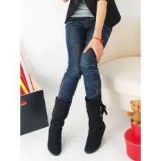 2018 Gaya Baru Berambut Pendek Flat Boots Fashion Musim Dingin Knight Sepatu Bot Wanita Sepatu (Hitam) Menjual-Intl