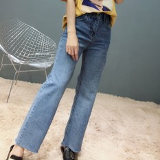 2018 Musim Semi Korea Dicuci Jeans untuk Wanita Longgar Lebar Kaki Celana Ripped Plus Ukuran Pacar Jeans Perempuan Tide Celana Panjang Baru -Internasional