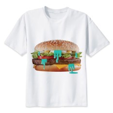 2018 Trippy Burger Kaus Pria Kartun Keren Lucu Lengan Pendek Cetak Kaus Pria Kaus Putih-Internasional