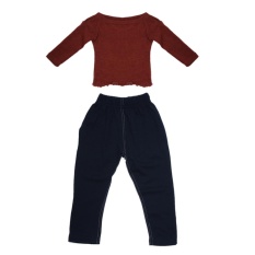 2 Pcs Anak-anak Girls Panjang Lengan Rajutan Sweater Top + Panjang Celana Kain Set (merah + Hitam) -Intl