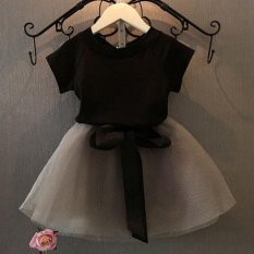 2pcs Kids Girls Suit T-shirt +Tutu Pleated Skirt Summer Children
Baby Fashion Clothes Set