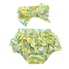 2 Pcs Gadis Balita Bayi Baru Lahir Lemon Bulang Headband + Panties-Intl