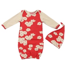 2 PCS Anak Bayi Yang Baru Lahir Lengan Panjang Floral Printed Cotton Sleeping Bag + Hat-Intl