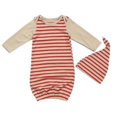 2 PCS Anak Bayi Yang Baru Lahir Lengan Panjang Merah Striped Katun Sleeping Bag + Hat-Intl