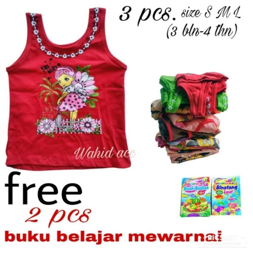 3 pcs baju kaus atasan anak perempuan( 3bln-4tahun) koleksi wahid acc  FREE @ PCS BUKU MEWARNAI