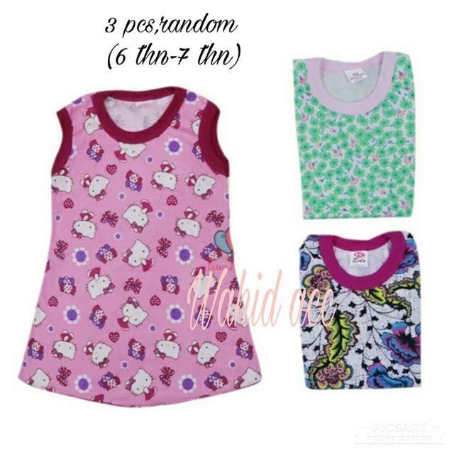 3 pcs daster anak perempuan ramdom  edo colektion WAHID Acc aneka motif  (4 thn- 7 thn)