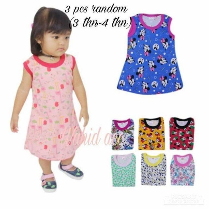  3 pcs daster anak perempuan random dari edo Inayah fashion aneka motif (3 bulan-4 tahun)   