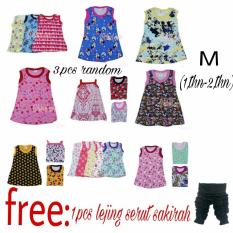 3 pcs daster anak perempuan random dari edo wahid acc colektion aneka motif (S 3 bln-12 bln),(M 1 thn -2,5 thn),(L 2,5 thn-4 thn) ,FREE;1 pcs lejing serut sakirah