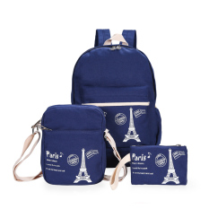 3 Pcs/set Korea Gaya Preppy Cetak Wanita Kanvas Ransel Sekolah Tas Buku untuk Remaja Fashion Cute Laptop Shoulder Bag Mochila -Intl
