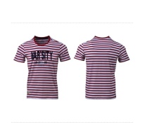 361 Derajat Pria Olahraga T-shirt Musim Panas Sejuk Kerah Bulat Striped T-shirt Lengan Pendek Pria dan Wanita Universal Model (Orange, Biru, Hijau, Merah, M-XXXL)-Intl