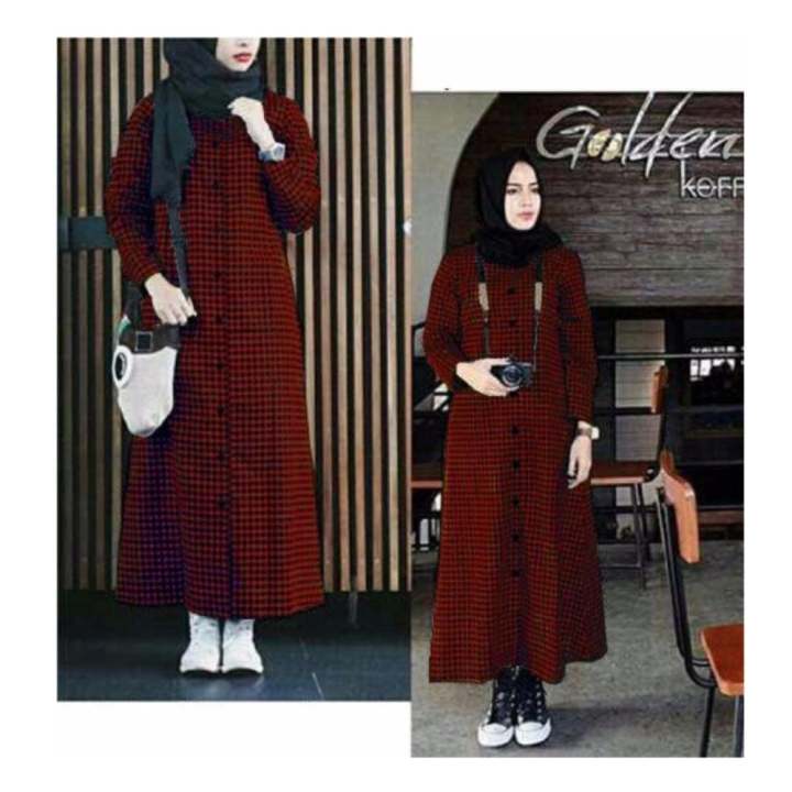 369 dress casual wanita bahan katun kotak merah hitam 369 dress casual wanita bahan katun kotak merah hitam