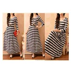 369 Maxy Salur Wanita Lengan Panjang Motif Stripe Hitam