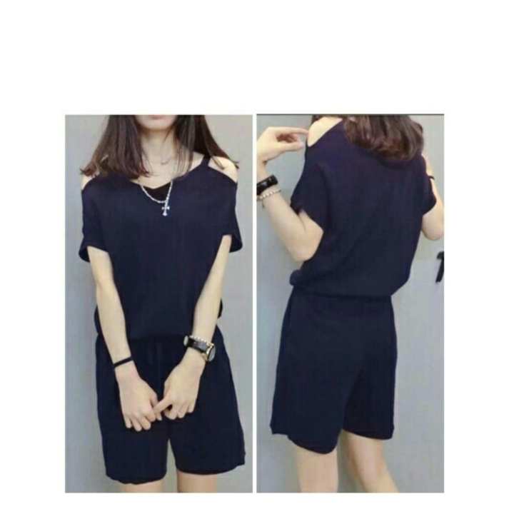 369 Sexy Jumpsuit Raina Casual Wanita - Navy Blue | Lazada