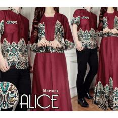 38 Cp Alice Busana couple Gamis Couple Batik (Maroon)
