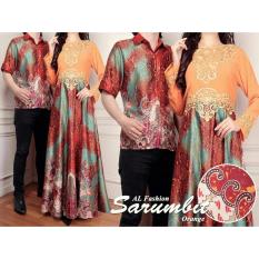 38 CP Sarumbit Gamis Couple Batik Silk Seruti Import (Orange,Tosca)
