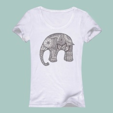 3D Wanita Ramping Pendek Lengan Cetak T-shirt Baju Kemeja Gajah Pola Cetak Pola-Intl