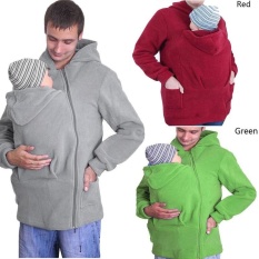 3in1 Babywearing Coat Multifungsi Kanguru Carrier Jaket Carrying Coat Maternity Pakaian Kehamilan Fashion Unisex 2 Detachable Hoods (Grey) -Intl