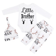3 Pcs Bayi Pakaian Set Reindeer Print Baju Monyet + Celana + Hat Pakaian Set-Intl