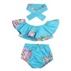 3 Pcs Cantik Bayi Baby Girl Swimwear Suit Pakaian Renang (biru)-Intl