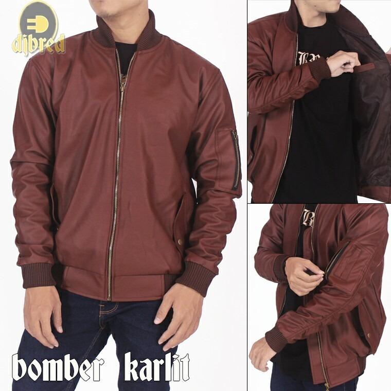 3R/jaket bomber karlit semu kulit/pria/ coklat muda
