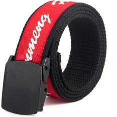 【43 ''】Q-Shop Bernapas Braed Regang Sabuk Kanvas Kain Tenun Elastis Kasual Huruf Pola Sabuk untuk Muda internasional