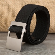 4 Ever Singkat Glossy Smooth Buckle Rajutan Sabuk Kanvas Lepas Tali Kain Sabuk (Warna: Hitam; Ukuran: 110 Cm, 120 Cm, 130 Cm, 140 Cm)-Intl