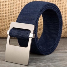 4 Ever Singkat Glossy Smooth Buckle Rajutan Sabuk Kanvas Lepas Tali Kain Sabuk (Warna: Biru; Ukuran: 110 Cm, 120 Cm, 130 Cm, 140 Cm)-Intl