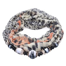 5 Warna Baru Fashion Women Leopard Scarf Linen Semua Kegiatan Syal Panjang dengan Bead-Intl