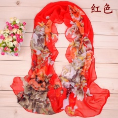50*160 Cm Lady Fashion Ringan Lembut Perasaan Tangan Beach Casual Chiffon Floral Dicetak Selendang Syal Sutra Tipis Chiffon Syal Syal Syal Kerudung Syal Handuk Pantai Spring Musim Panas-Intl